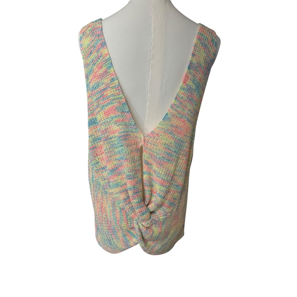 Crochet Hippie Chic Tye Dye Rainbow Festival Coachella Style Beachy Keyhole Tank - Picture 5 of 9